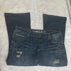 Hydraulic distressed Blue Flare Jeans 16